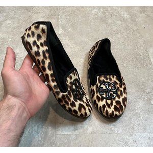 Tory Burch Billy Smoking Loafer Leopard Size 9
